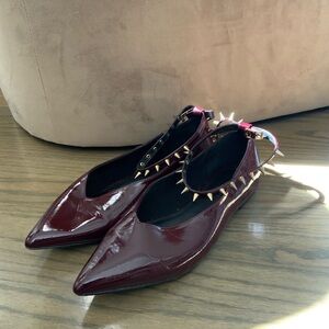 ASOS Burgundy Spiked Flats